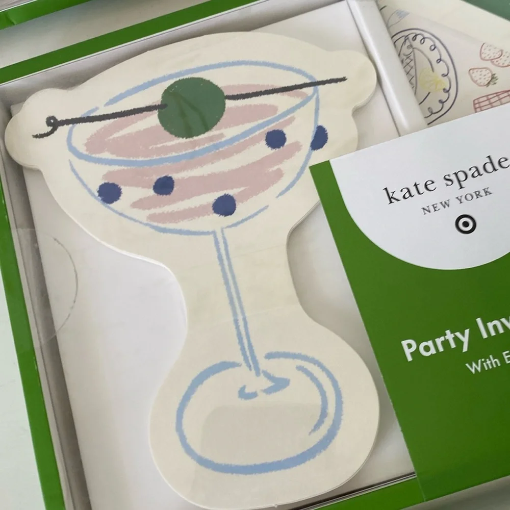 kate spade Martini Glass Party Invitations - 2 Boxes - 20 Invitations - NEW